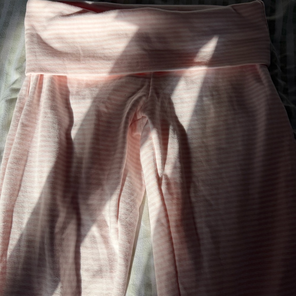 Light Pink Striped Flared Lounge Pants